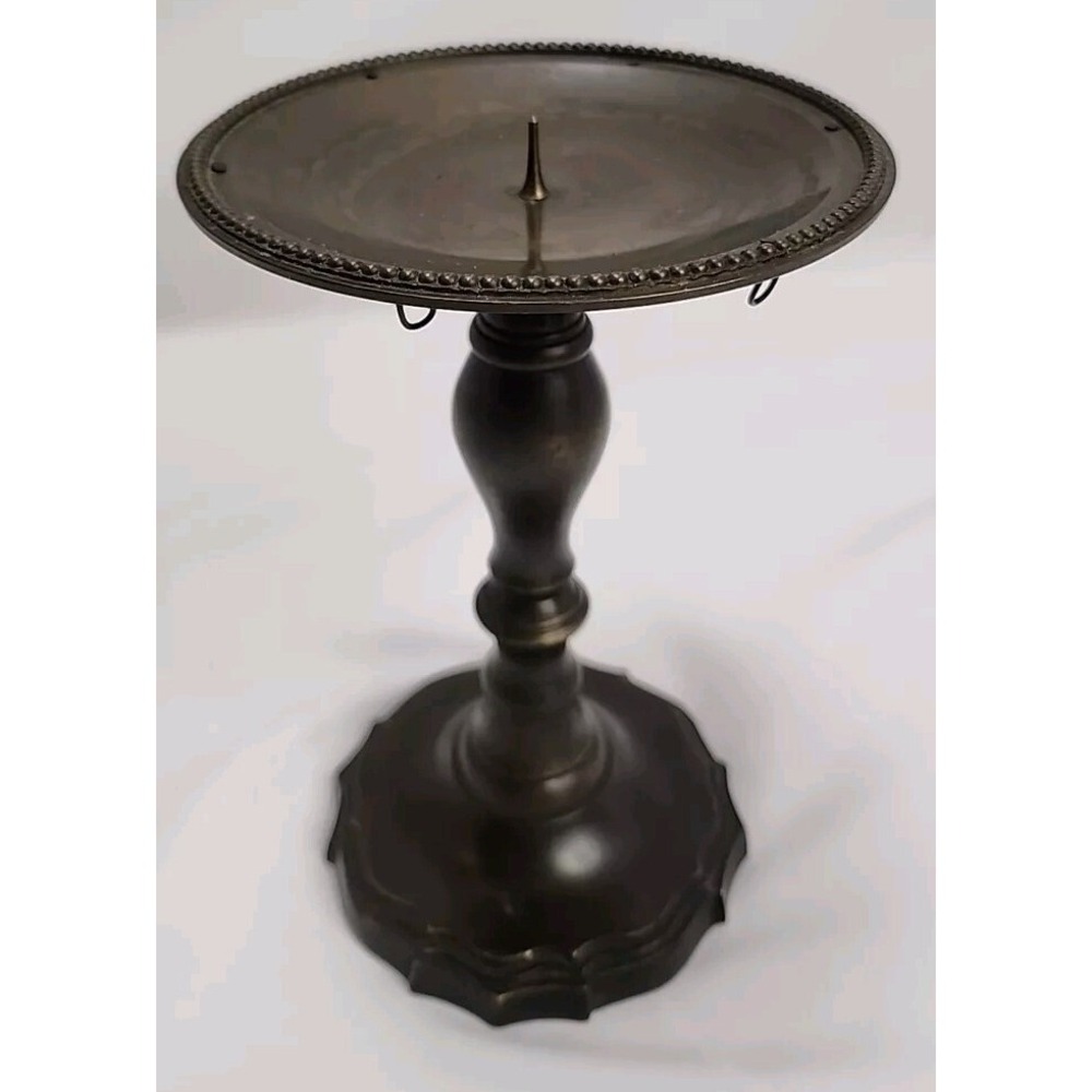 VTG Candle Holder Drip Protector ~ 6.5'~ Made in India ~Gothic Flower Style Base